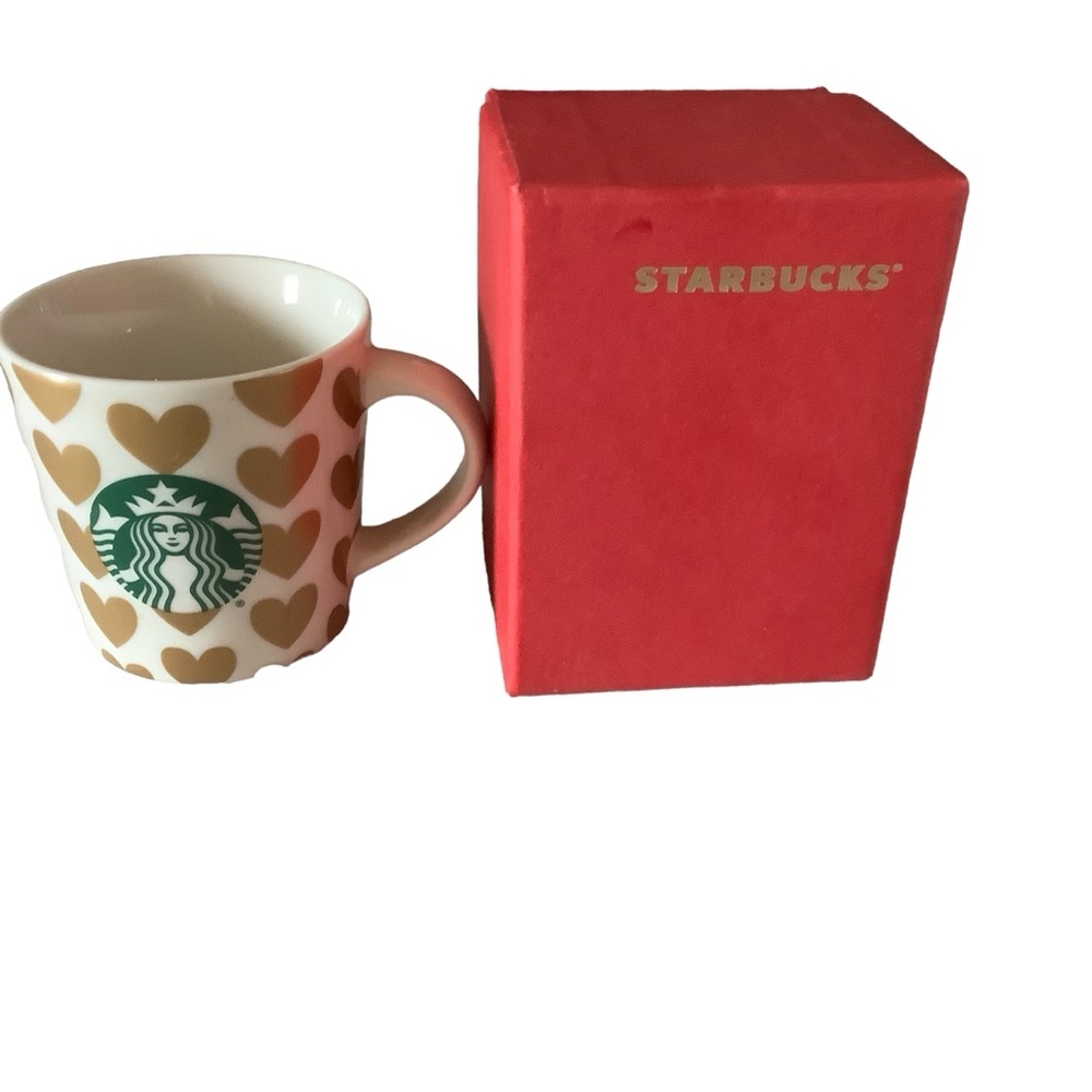 Starbucks 2015 demitasse mermaid white and gold hearts porcelain express coffee - Picture 2 of 3